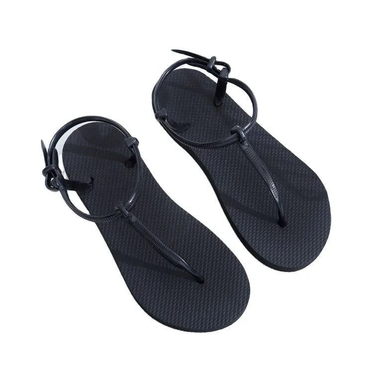 Summer Solid Color Personality Sandals Women's Non-slip Flat Flip-flops Beach Shoes