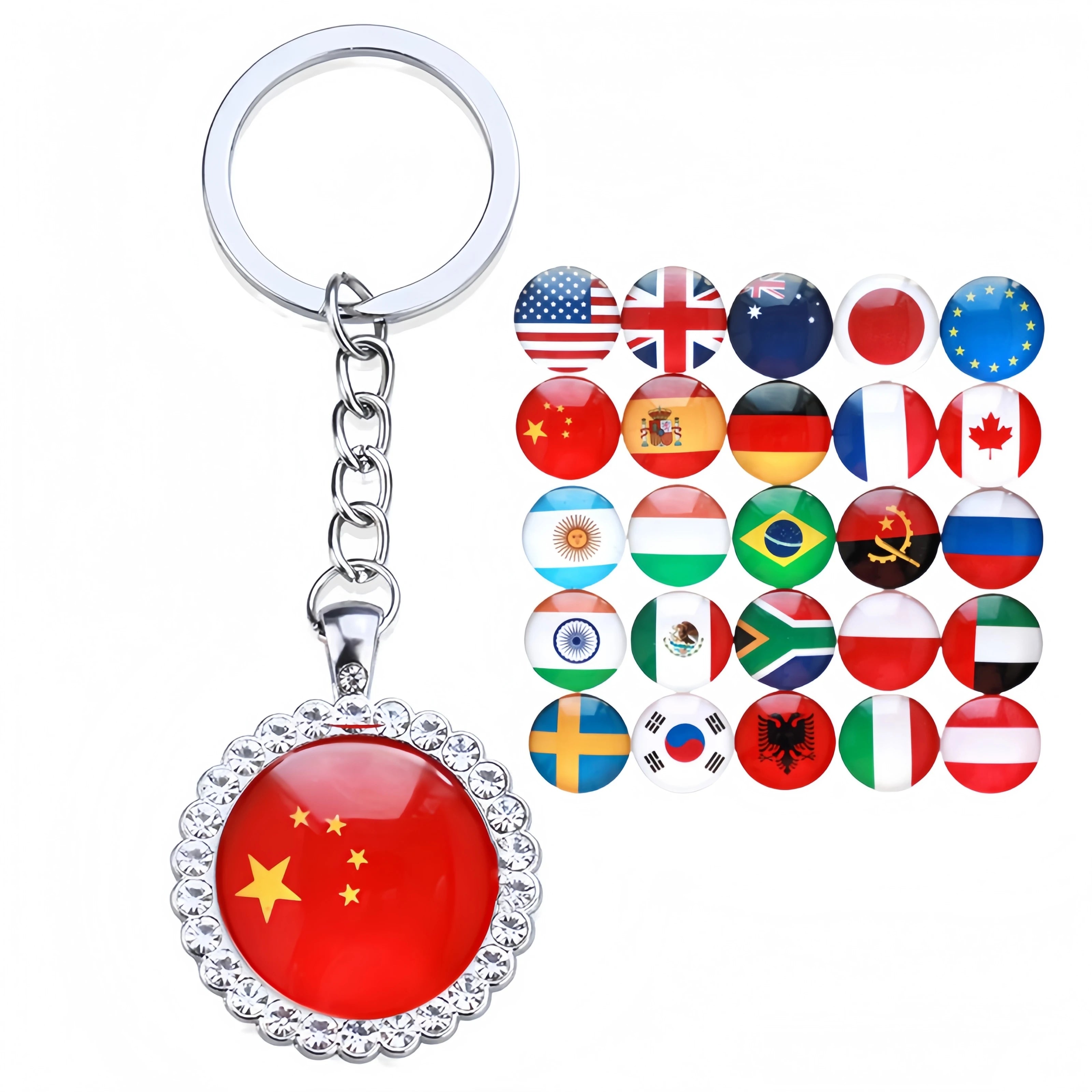 Round Diamond-inlaid Key Chain Custom-made University Logo LOGO Graduation Photo Corporate Anniversary Key Pendant Custom Gift