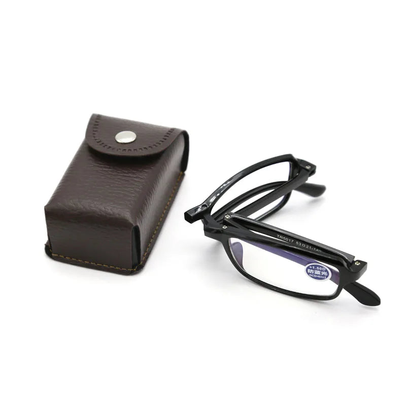 Cheap TR Reading Glasses for Men End Woman  Ready Stock Anti Blue Light Lens Foldable Eyewear Reading Glasses with case