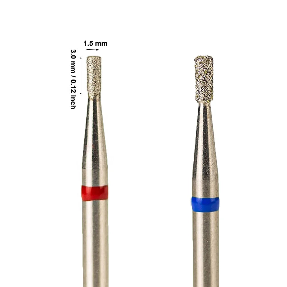 3/32" Nail Drill Accessories Tips E-file Rotary Burrs Safety 1.5mm Manicure Russian Cuticle Mini Barrel Diamond Nail Drill Bits