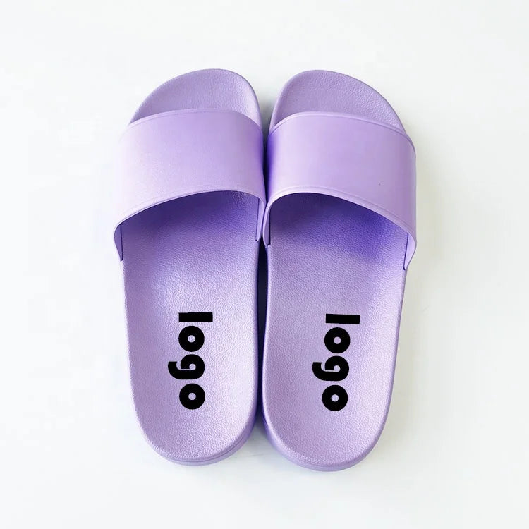 Wholesale Swimming Pool Custom Logo Slide Outdoor PVC Printing Slipper Flip Flops Men Unisex Anti-slip Summer slippers