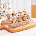 8ML 10ML 12ML  Clear Fragrance Glass Perfume Bottle for Car Vent Air Freshener  Capacity Hot Stamping Surface Wooden Screw Cap