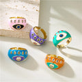 Open Adjustable Jewelry Engagement Wedding Rings for Women Copper Zircon Demon Eye Ring
