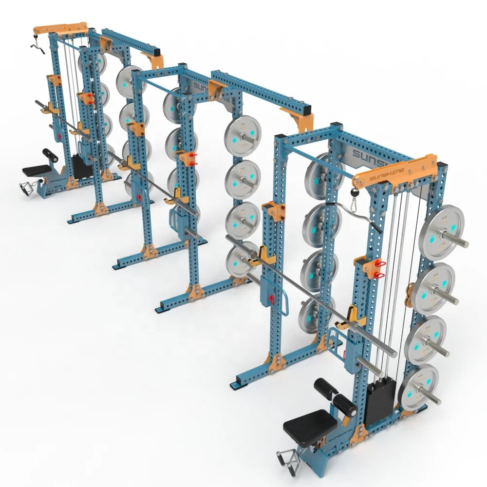 Commercial Fitness Rig Multifunctional Carbon Steel Cable Crossover Squat Rack Power Training Gym Plate Loaded Lat Pulldown