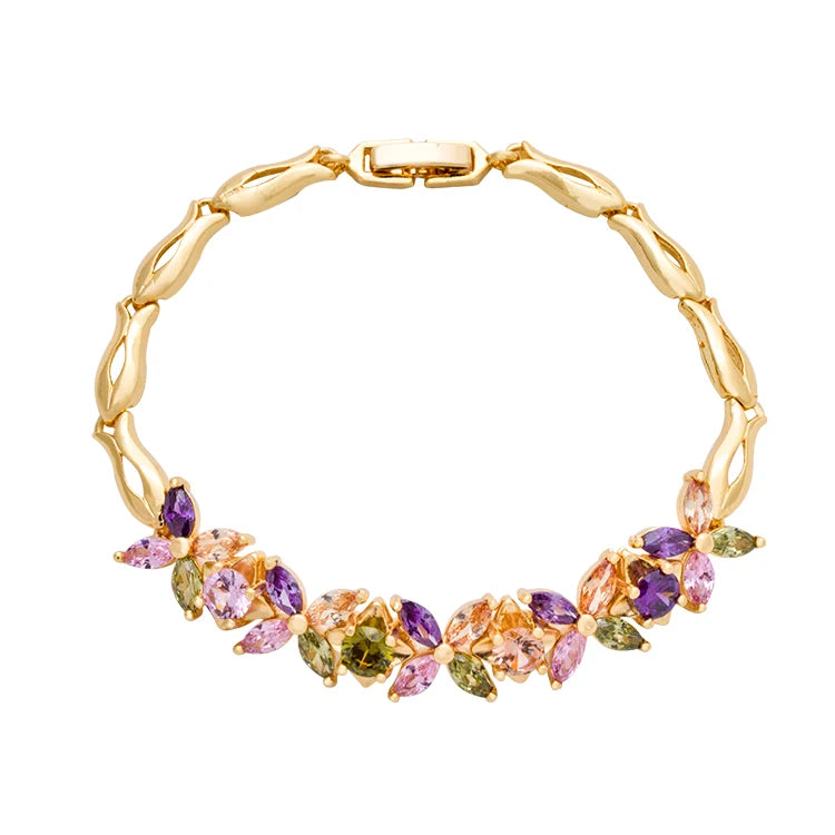 HD Wholesale New Fashion Party Design18k Gold Plated AAA Zircon Jewelry Chain Bracelet for Women