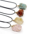Huiying Handmade Irregular Natural Stone Crystal Gold Plated Crystal Pendant Necklace Jewelry