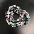 Round Fluorite Natural Tumbled Gemstone Nugget Stretch Beaded Bracelet for Women Men Jewelry Gifts