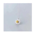 Delicate 925 Sterling Silver Blooming Yellow Daisy Flower Pendant Necklaces for Women Fine Jewelry