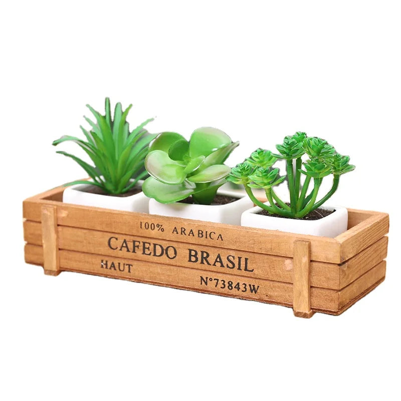 A Variety of Optional Creative Wooden Succulent Flower Pots Wooden Succulent Plants Potted Wooden Boxes Desktop Storage Boxes
