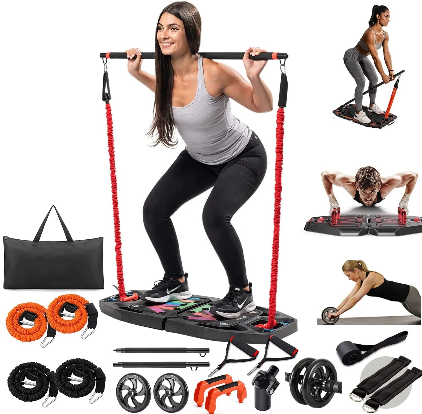 Portable Home Gym Equipment ABS Resistance Trainer for Total Body Arm Back Core Butt Workouts for Sports Training