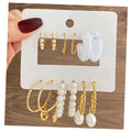New Trendy Gold Plated Resin Heart Hoop Earrings Set Crystal Geometric Pearl Circle Drop Earrings for Women Jewelry Gift