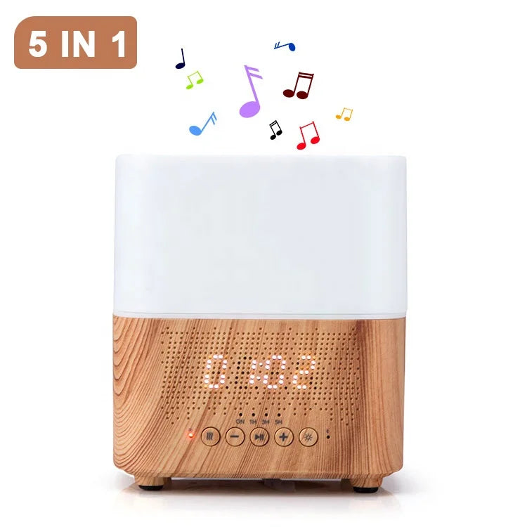 Ultrasonic Cool Mist Wood Diffuser LED Speaker Electric Essential Oil Aroma Table Humidifier for Hotel Aromatherapy Music