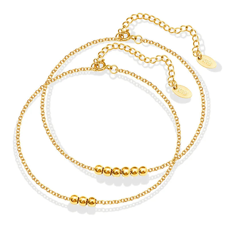 Minimalism 18K Gold Plated Personality Design Bead Anklet Women Mom Day Gift Ladies Anklets Fashion Fine Jewelry