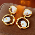 KAIMEI 2025 New Arrival Fashion Jewelry 18k Genuine Gold Pearl Earrings Irregular Chunky Real Gold Earrings