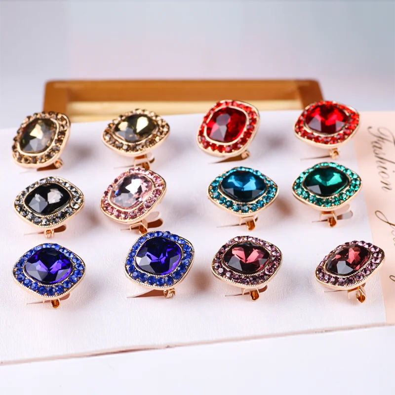 Square Diamond Corsage Hair Lace Hat Accessories Rhinestones Gem Brooches for Yong Lady Girls Wedding Party Hijab Scarf Zircon