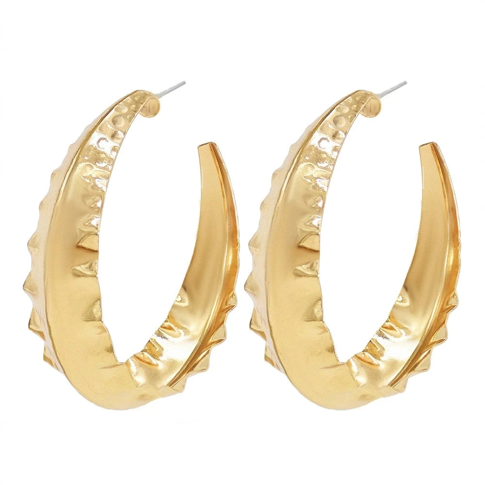 Gold Plated Alloy Hoop Earrings New Design European Fashion Geometric Alloy Earrings Hot Sale Personality C Shaped