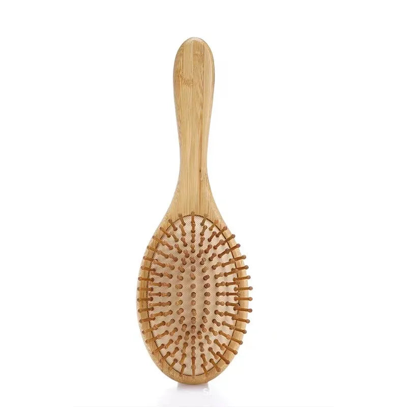 Eco Friendly Bamboo Wooden Paddle Hair Comb Bamboo Bristles Detangling Hairbrush for Massaging Scalp Brush