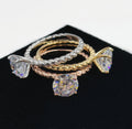 Fashion Engagement Moissanite Yellow Rose White Gold Twist Arm Round Cz Diamond Claw Setting Silver Wedding Ring