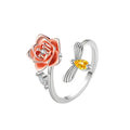 Hot Sale Adjustable Open Rotatable Cubic Zirconia Rose Flower Spinner Fidget Anxiety Ringfor Women Gift