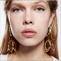 New Simple Geometric Floral Za High-quality Flower Dangle Earrings for Women Korean Statement Big Gold Ear Jewelry Gift