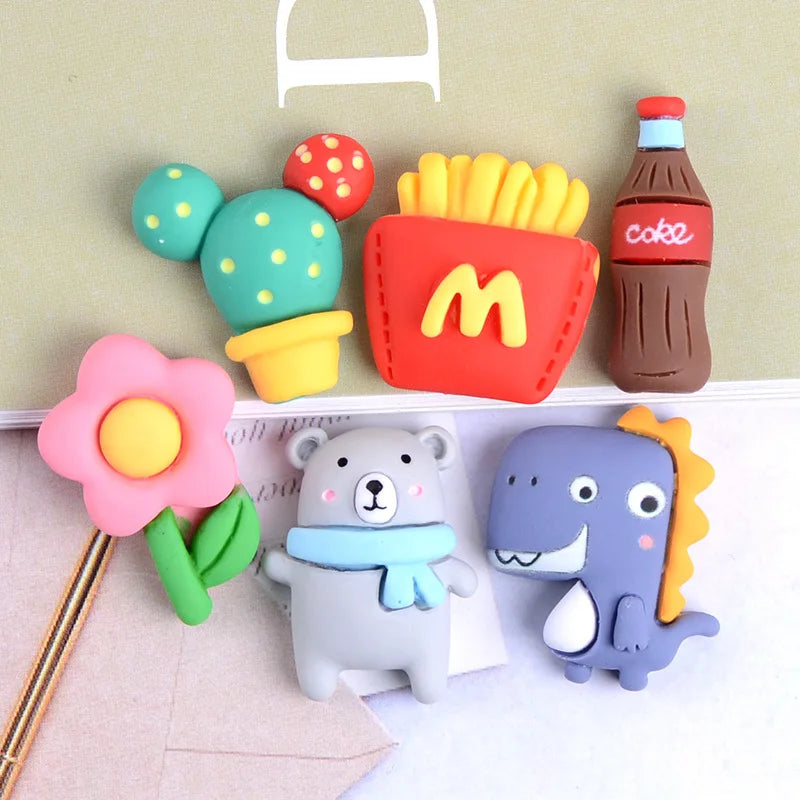 Cartoon Resin Food Animal Flat Back Charms Flower Cabochon Slime Filler for Kid's DIY Mobile Phone Keychain Decorative Crafts