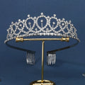 Wedding Hair Comb Bride Party Corona Crown Green and Silver Rhinestone Ball Performance Birthday Headdress Tiara