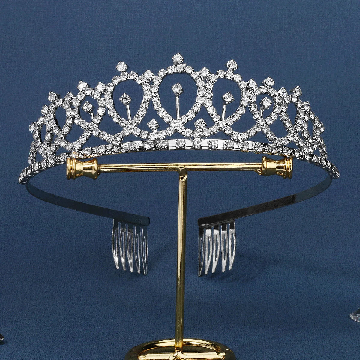Wedding Hair Comb Bride Party Corona Crown Green and Silver Rhinestone Ball Performance Birthday Headdress Tiara