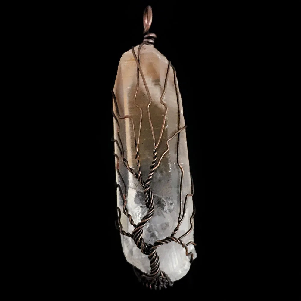 DIY Welcomed style Clear Quartz Rough Stone pillar tree of life pendant for crystal gift