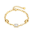 New Trend Fashion Jewelry Geometric Stainless Steel Gold Plated Zircon Adjustable Woman Charm Bracelet