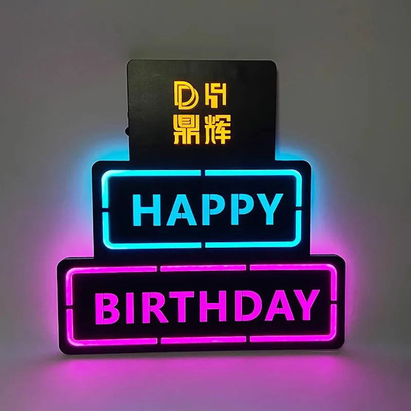 LED Happy Birthday Hand Raised Cards LED Sign Bar KTV Atmosphere Cards Bottle Presenter