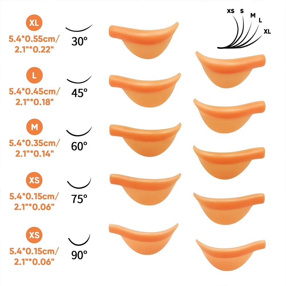 Private Label DIY Lash Lifting Tool Soft U Flex Orange Silicone Lash Lift Rods Lash Lift Pads