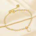 B184 7-8mm 925 Sterling Silver Gold Plated Wholesale Freshwater Pearl Charm Bracelet Mounting Fancy Jewelry for Women