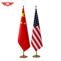 Office Decoration Indoor Premium Gold Flagpole Parts Telescopic Flag Pole American Indoor Stand 3m Flag