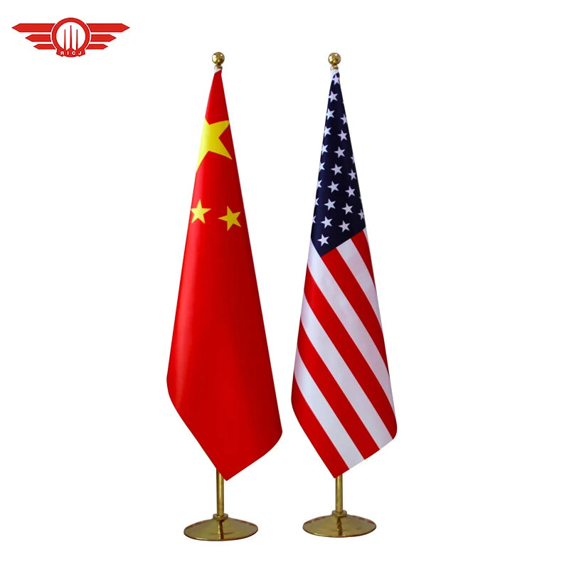 Office Decoration Indoor Premium Gold Flagpole Parts Telescopic Flag Pole American Indoor Stand 3m Flag