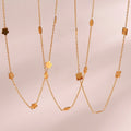 Dreamshow Minimalist Engraved Flower Oval Square Charm Necklace 18K Gold Plated Chain Necklace
