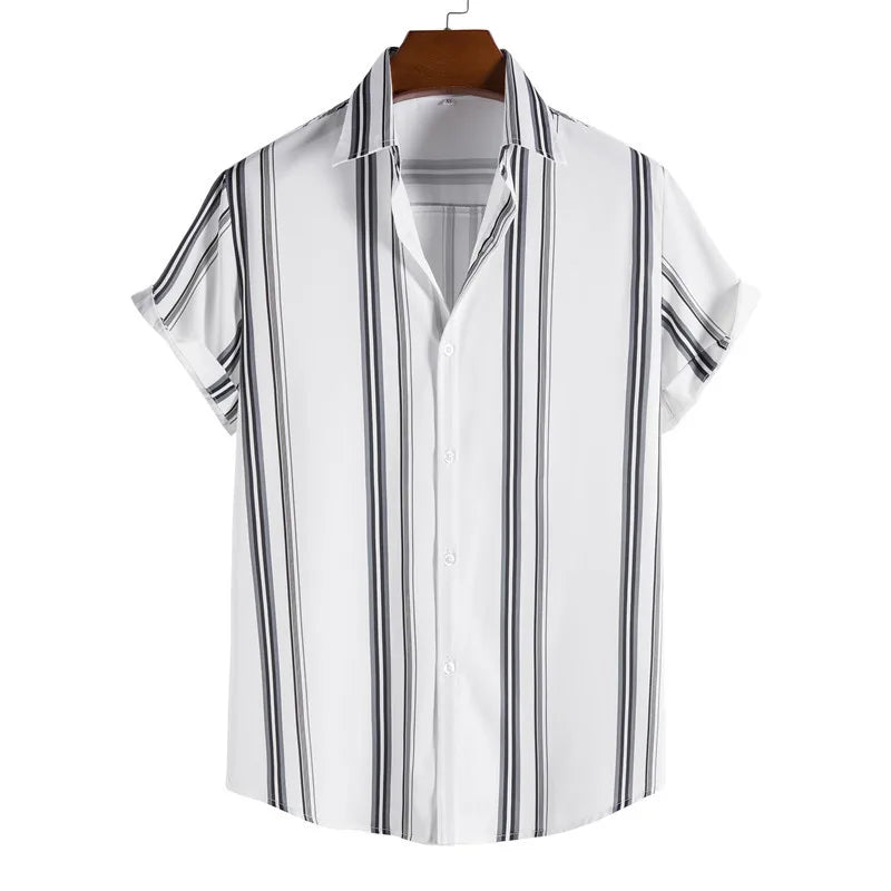 2023 New Men's Shirt Fashion Loose Casual Striped Shirt for Men