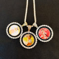 Hip Hop Memory Photo DIY Rotating Double Sided Pendant Micro Inlaid Zircon Trendy Round Pendant