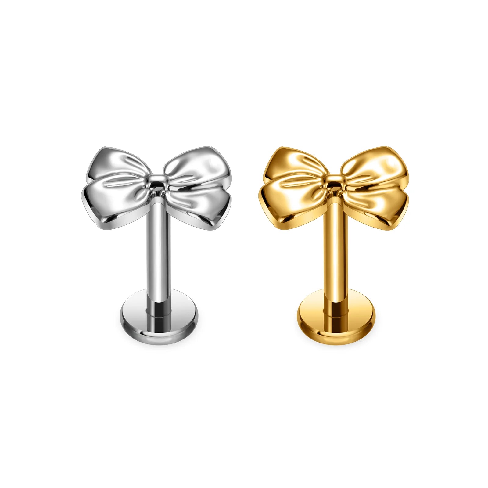 G23 Titanium Ear Tragus Earring Stud Internally Threaded Butterfly Labret Ring Cartilage Helix Piercing Body Jewelry