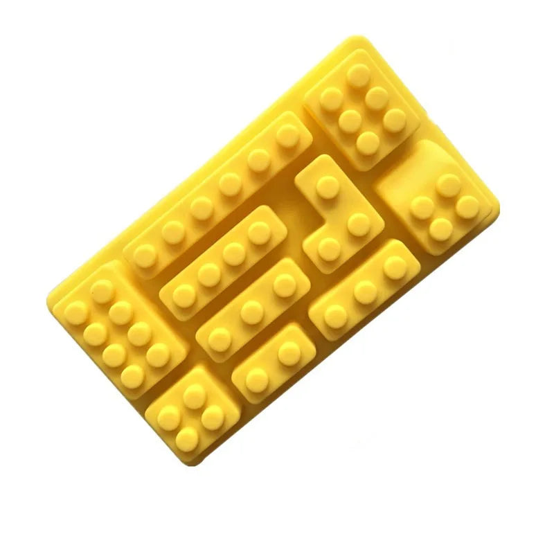 DIY Homemade 10- Cavity Different Size Building Blocks Gummy Candy Molds Silicone Chocolate Molds Ice Cube Trays