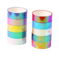 10 Pcs 15mm Rainbow Laser Acrylic Adhesive Washi Tape Glitter Stationery Scrapbooking Decorative DIY Masking Tape