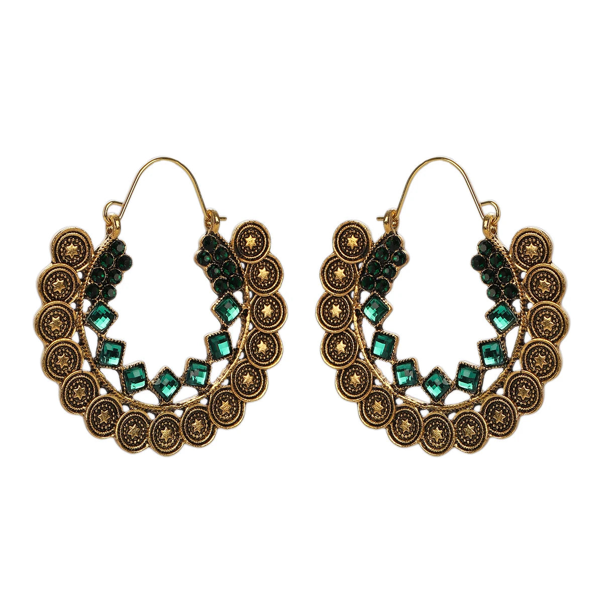 Boho Afghan Ethnic Stud Earrings for Women Gold Color Gypsy Gold Indian Earring Jewelry Statement Earrings for Women Bohemian