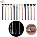 Metal Plastic Handle V Shape Swoop Curved Eyelash Extension Clean Eye Lash Foam Cleansing Bath Brush with Drying Stand Cover