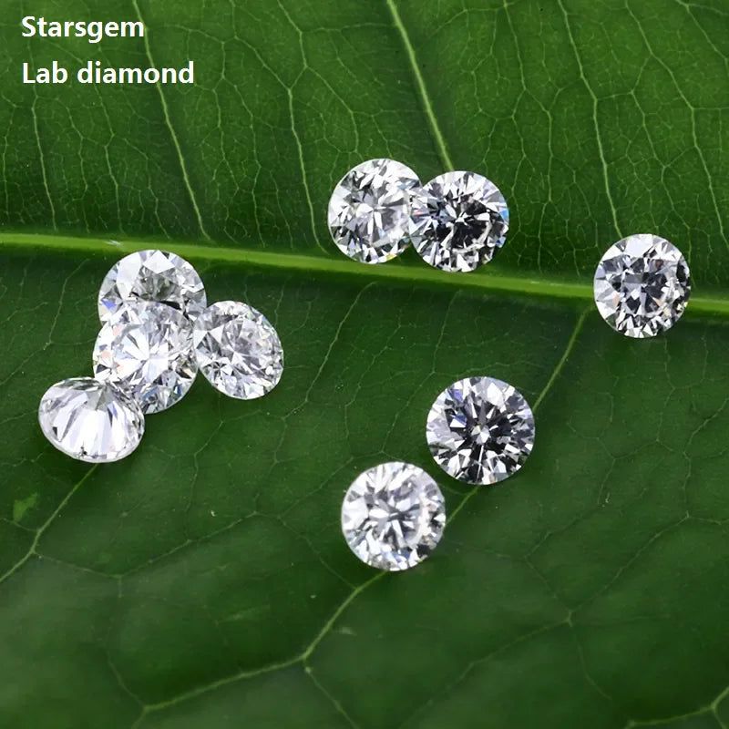 Starsgem 0.8mm~3.0mm Lab Grown Diamond Round DEF VS VVS  Hpht Cvd Lab Created Diamond Loose for Jewelry Rings