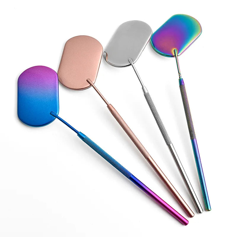 Custom Logo Handheld Mirror Removable Pink Lash Extension for Salon Use Made of Durable Stainless Steel for Beauty