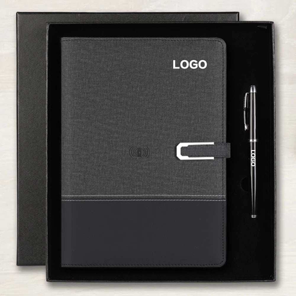 Custom A5 Journal Leather Hardcover Wireless Charger Gift Box Loose-leaf Notebook with Luxury Features