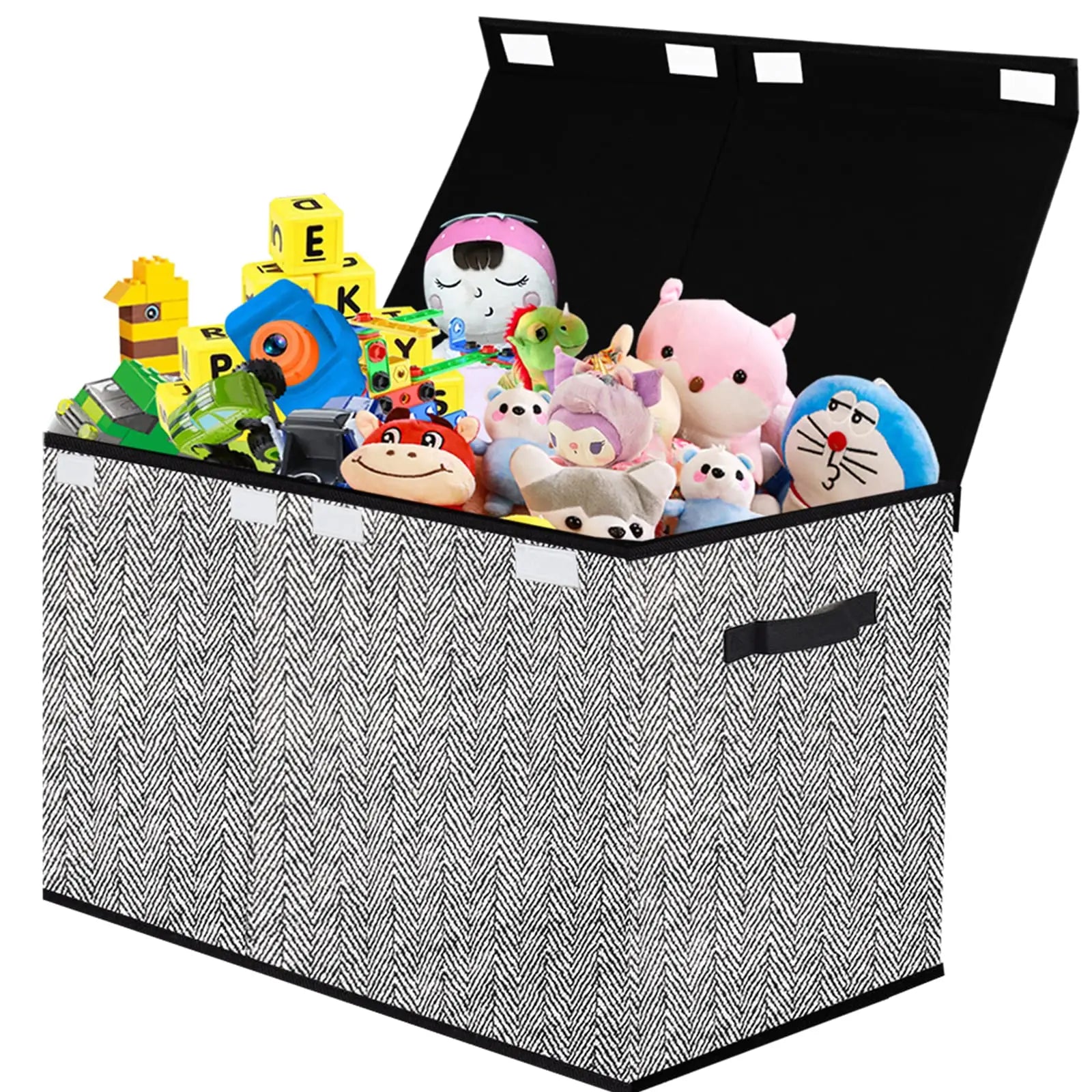 Large Capacity Cloth Storage Bins with Lids Foldable Toy Chest Organizers Storage for Toys
