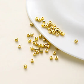 18k Real Gold Plated 6mm 7mm Metal Big Hole Bucket Spacer Beads Loose Spacer Beads for DIY Jewelry Making