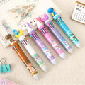 School Office Supply Gift Stationery Cute 10 Colors 0.5mm Plastic Ballpoint Pen with Multi-Colored Ink