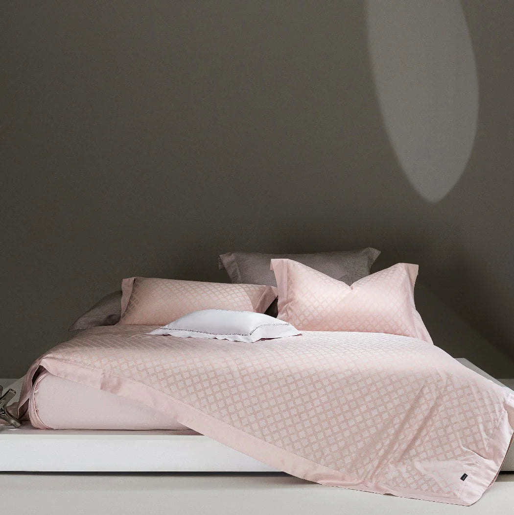 ODM/OEM Yarn-dyed Jacquard Quilt Cover Soft pink Lyocell / Cotton Bed Sheet Home Textile Bedding Set