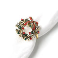 Lovely Christmas Wreath Rhinestone Napkin Ring Xmas Metal Napkin Holder for Christmas Table Decoration